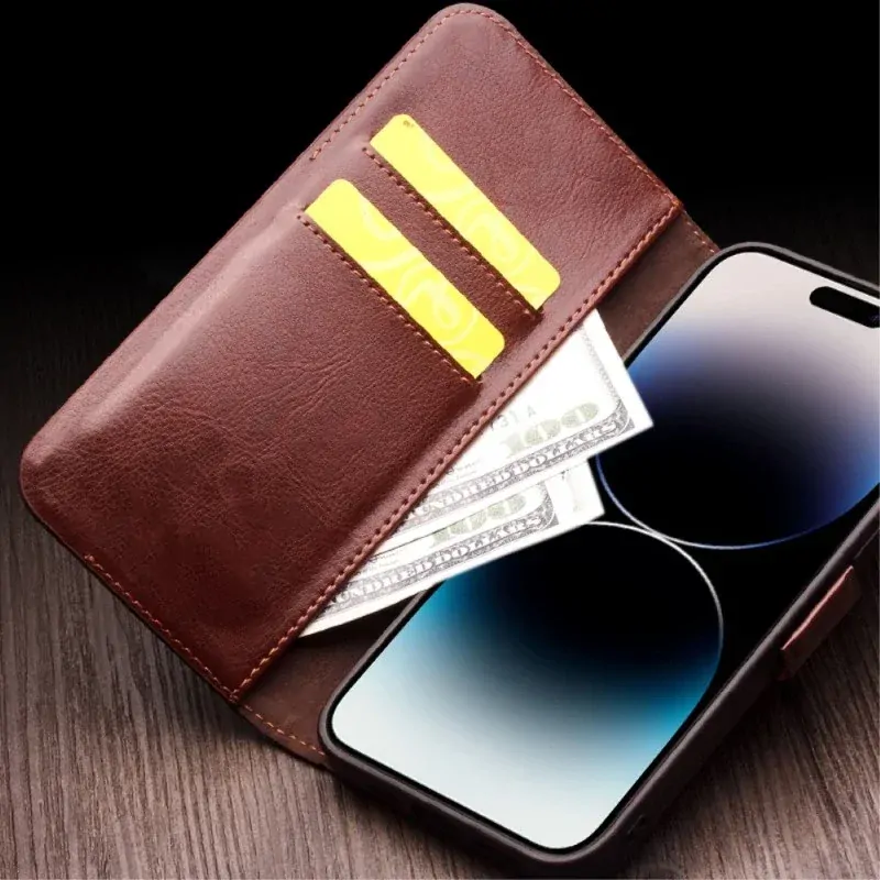 Puzdro kožené QIALINO na iPhone 14 Pro čierne