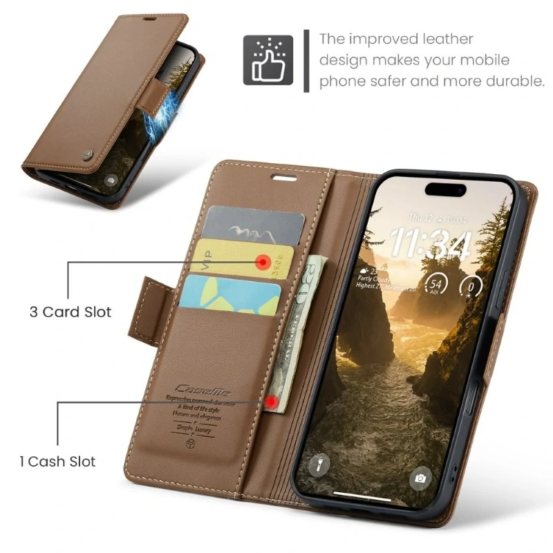 Púzdro na iPhone 16 CASEME Smooth hnedé