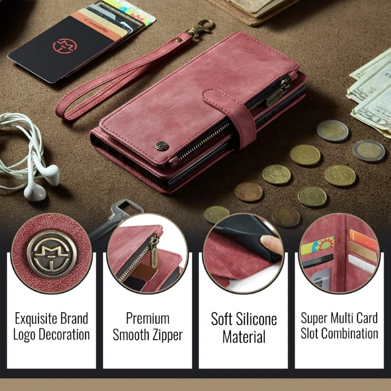 Púzdro pre iPhone 16 CASEME Luxury Double Layer červené