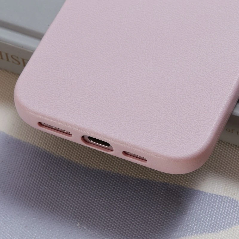 Kryt na iPhone 16 gumový Litchi svetlo ružový