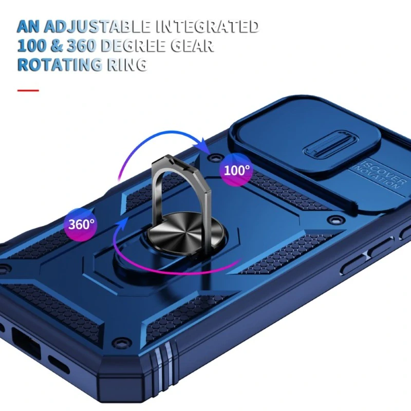 Kryt na iPhone 16 Pro odolný s krytkou na fotoaparát tmavomodrý