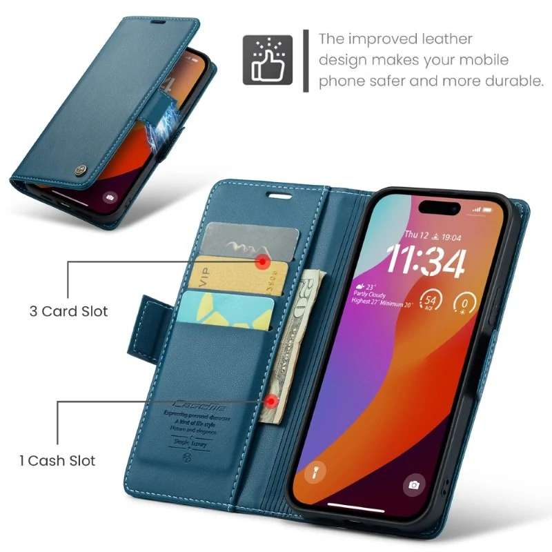 Púzdro na iPhone 16 Pro CASEME Smooth modré