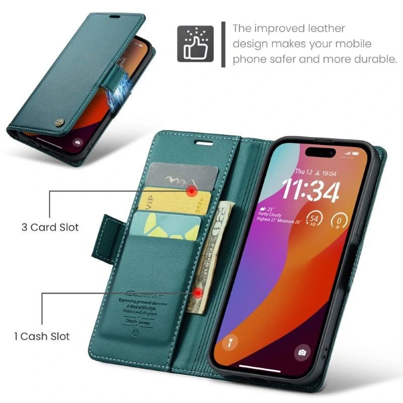 Púzdro na iPhone 16 Pro CASEME Smooth zelené