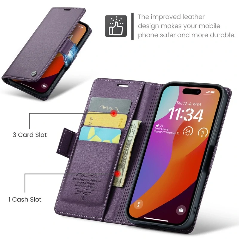 Púzdro na iPhone 16 Pro CASEME Smooth fialové