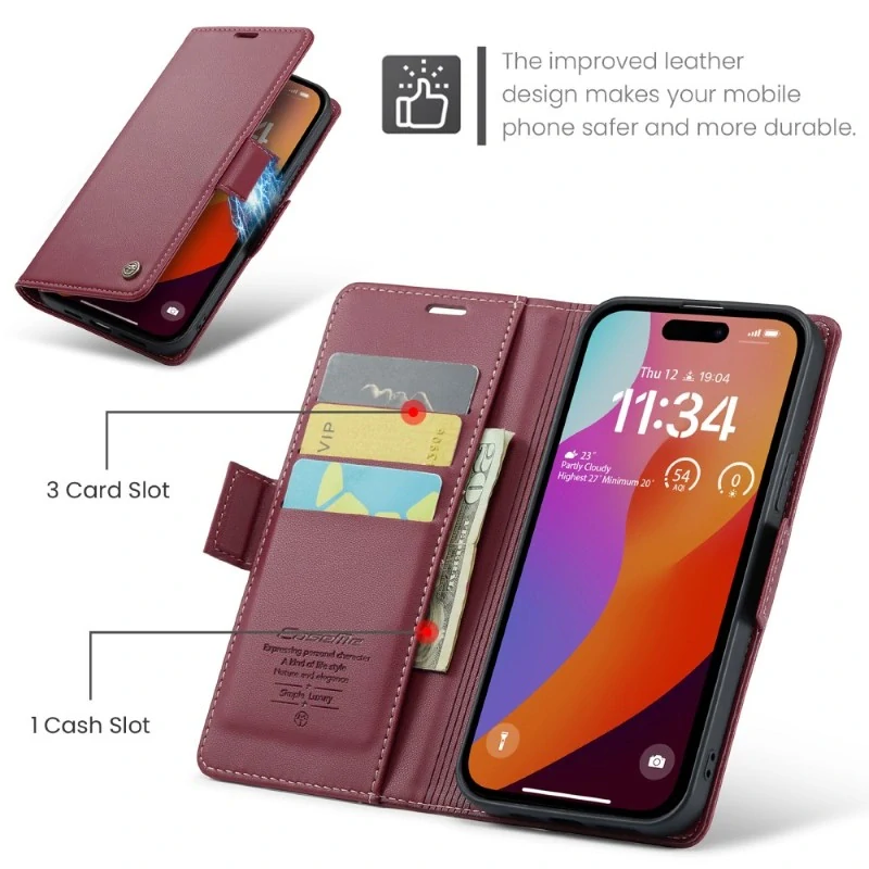 Púzdro na iPhone 16 Pro CASEME Smooth červené