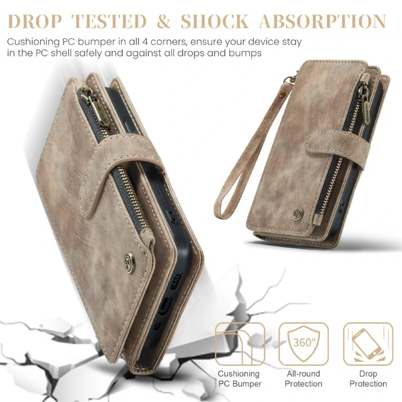 Púzdro pre iPhone 16 Pro CASEME Luxury Double Layer hnedé