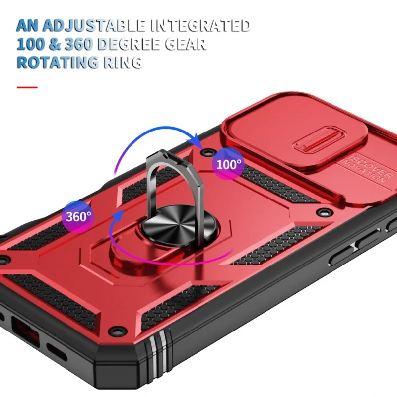 Kryt na iPhone 16 Pro Max odolný s krytkou na fotoaparát červený