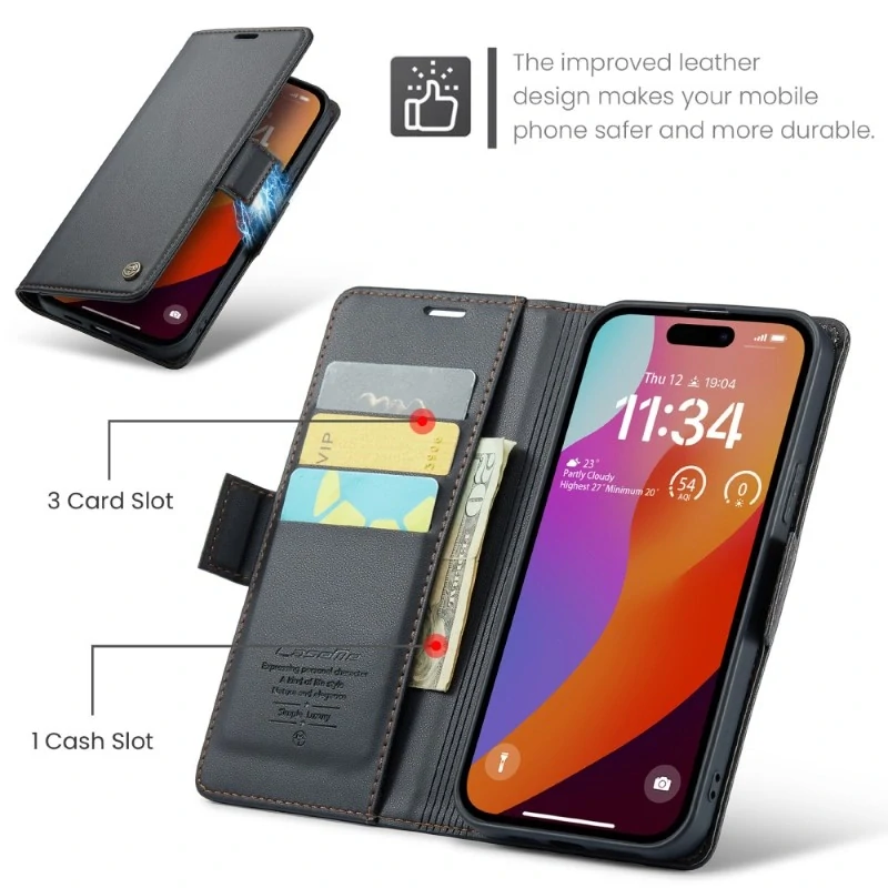 Púzdro na iPhone 16 Pro Max CASEME Smooth čierne