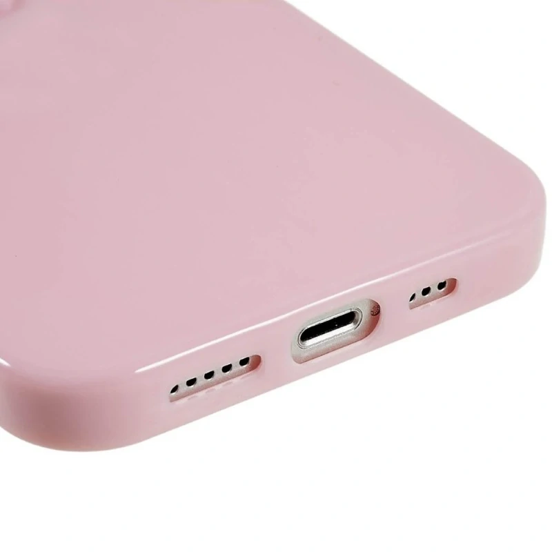 Kryt na iPhone 15 gumový Srdce svetlo ružový
