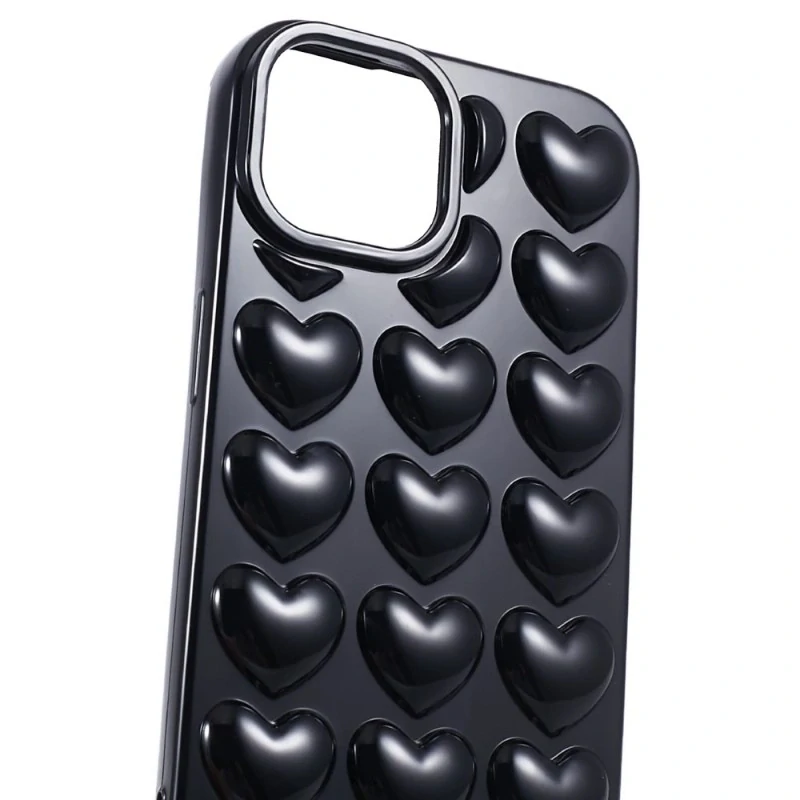 Kryt na iPhone 15 Srdiečka čierny