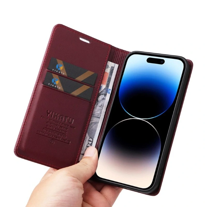 Puzdro na iPhone 15 Pro YIKATU vínové