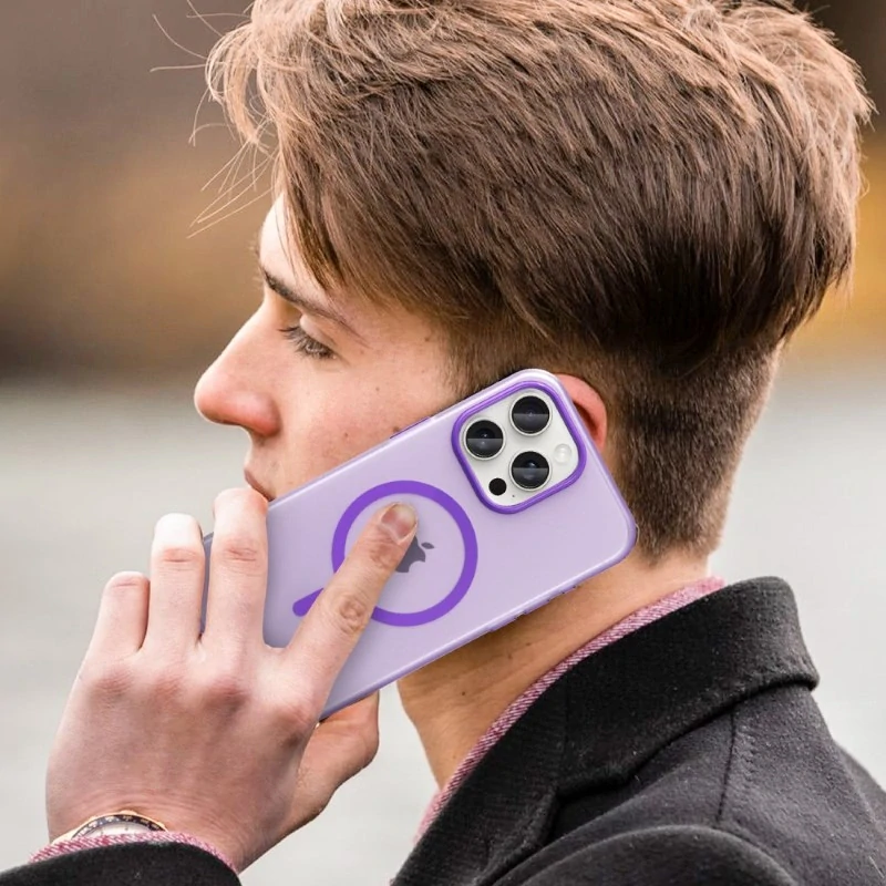 Kryt na iPhone 15 Pro gumový Candy (podpora MagSafe) fialový