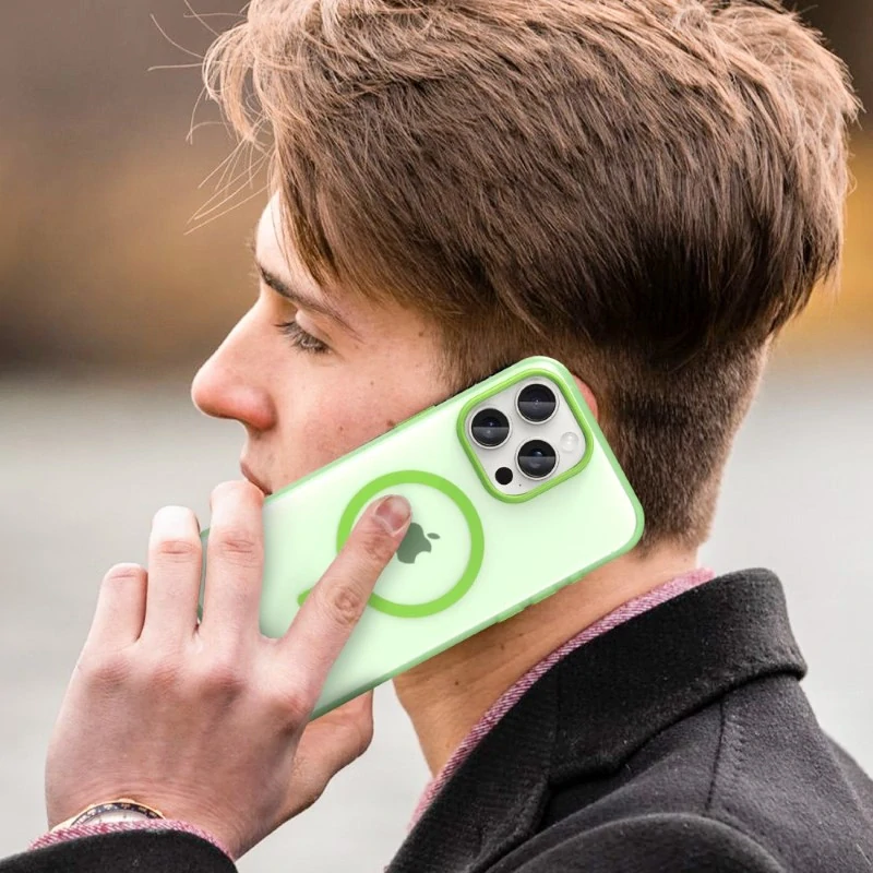 Kryt na iPhone 15 Pro gumový Candy (podpora MagSafe) zelený
