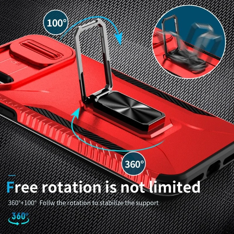 Kryt na iPhone Xr odolný s krytom na fotoaparát červený