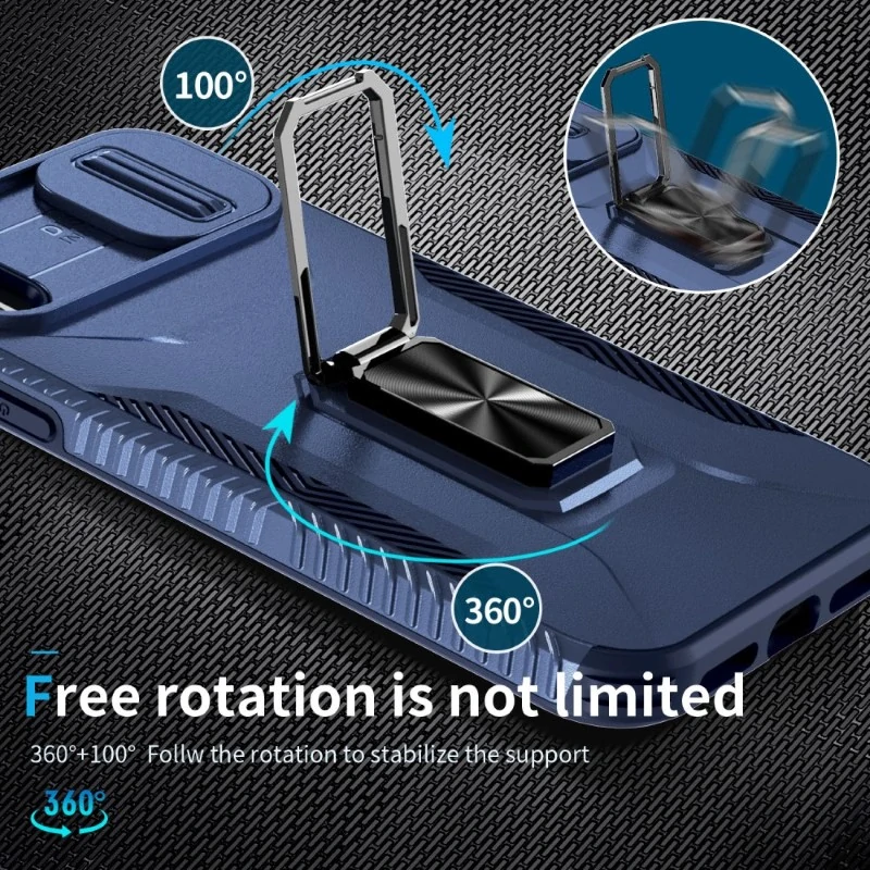 Kryt na iPhone Xr odolný s krytom na fotoaparát tmavomodrý