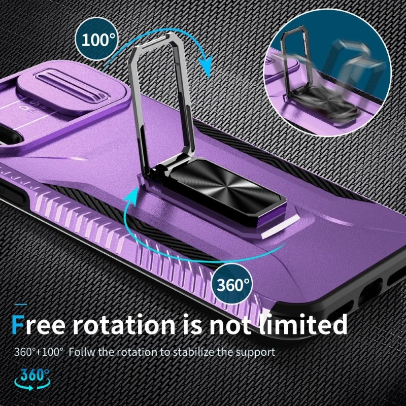 Kryt na iPhone Xr odolný s krytom na fotoaparát fialový