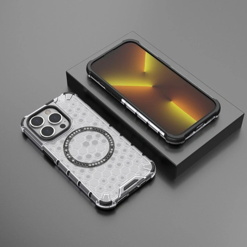 Kryt na iPhone 14 Pro odolný Honeycomb s podporou MagSafe číry