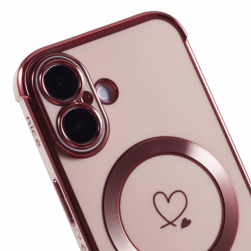 Kryt na iPhone 16 Srdiečko s podporou MagSafe ružový