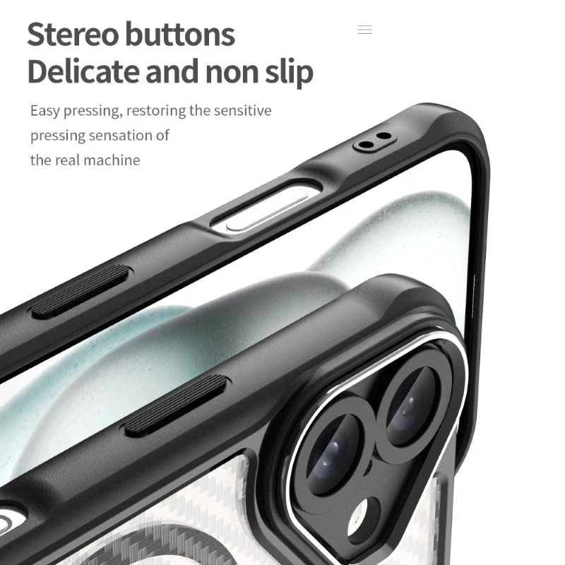 Kryt na iPhone 16 odolný Carbon s podporou MagSafe číry