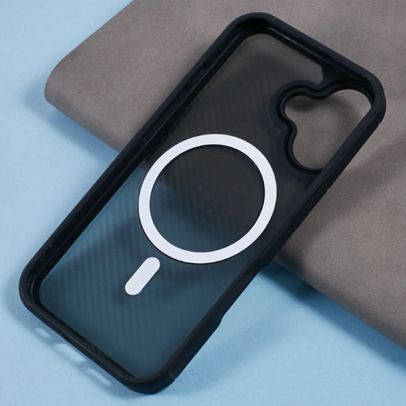 Kryt na iPhone 16 odolný Carbon s podporou MagSafe čierny
