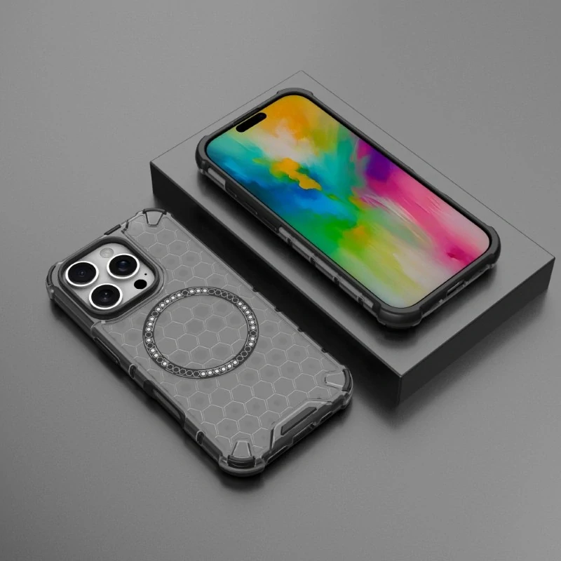 Kryt na iPhone 16 Pro Max odolný Honeycomb s podporou MagSafe čierny