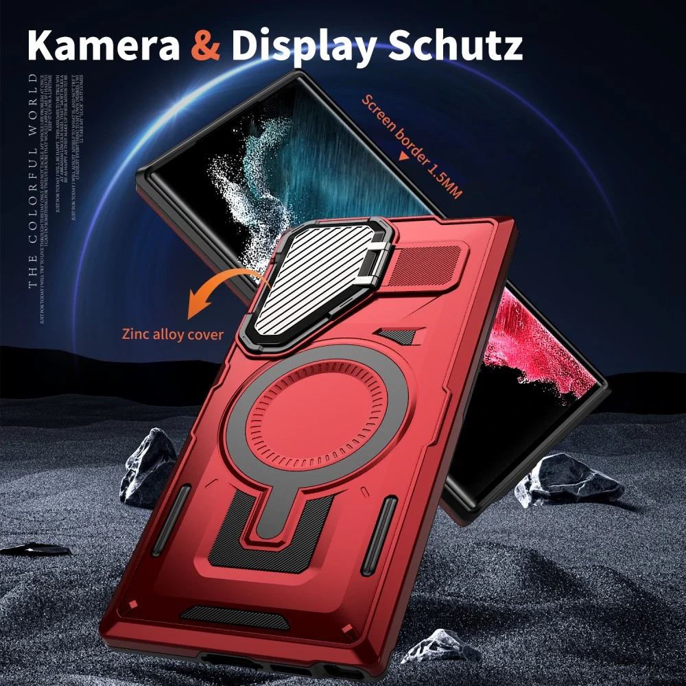 Kryt na Samsung Galaxy S23 Ultra s krytom na fotoaparát červený