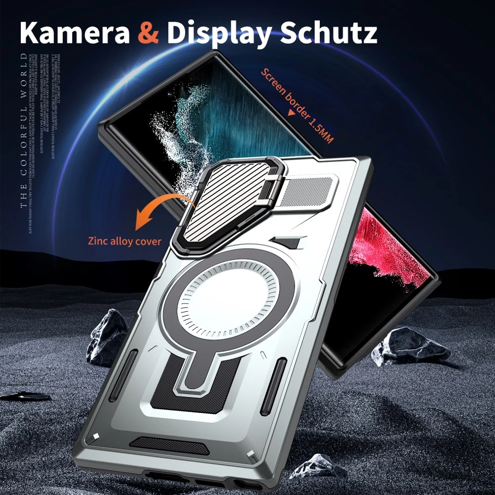 Kryt na Samsung Galaxy S23 Ultra s krytom na fotoaparát strieborný