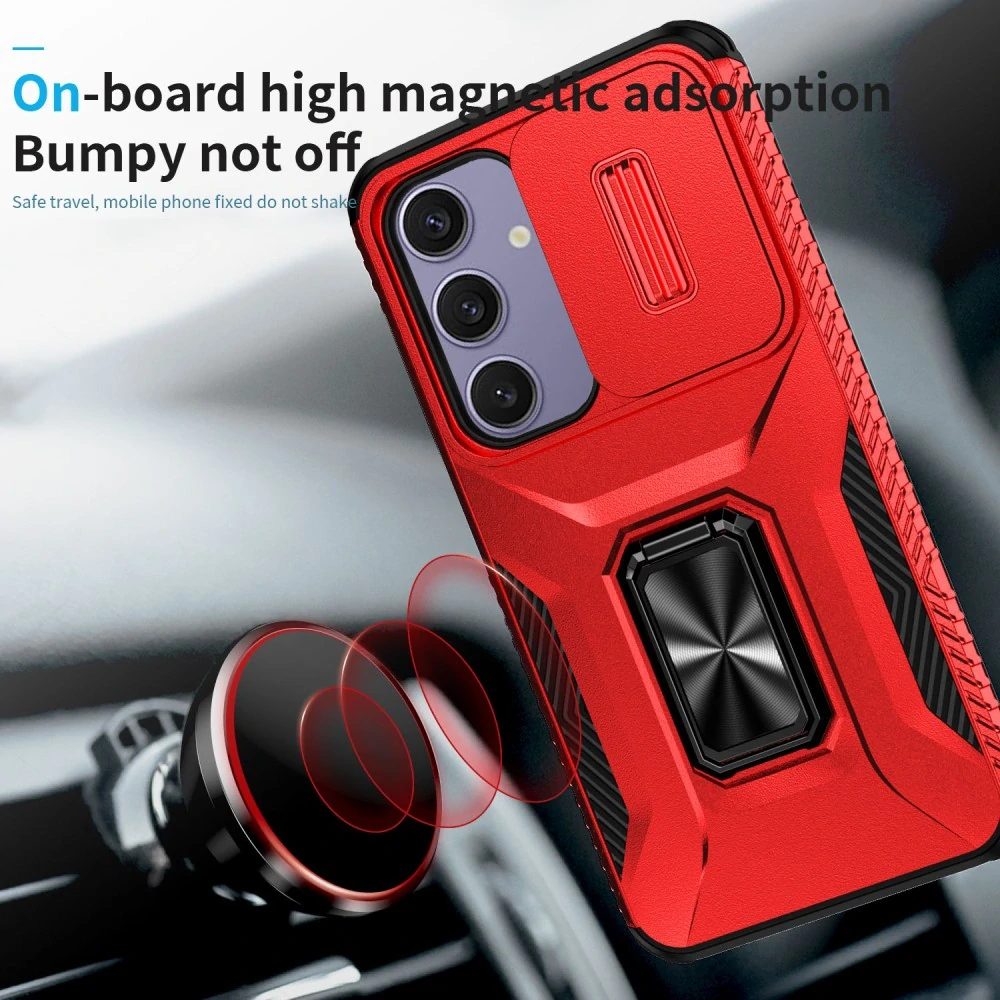 Kryt na Samsung Galaxy S24 FE odolný s krytkou na fotoaparát červený