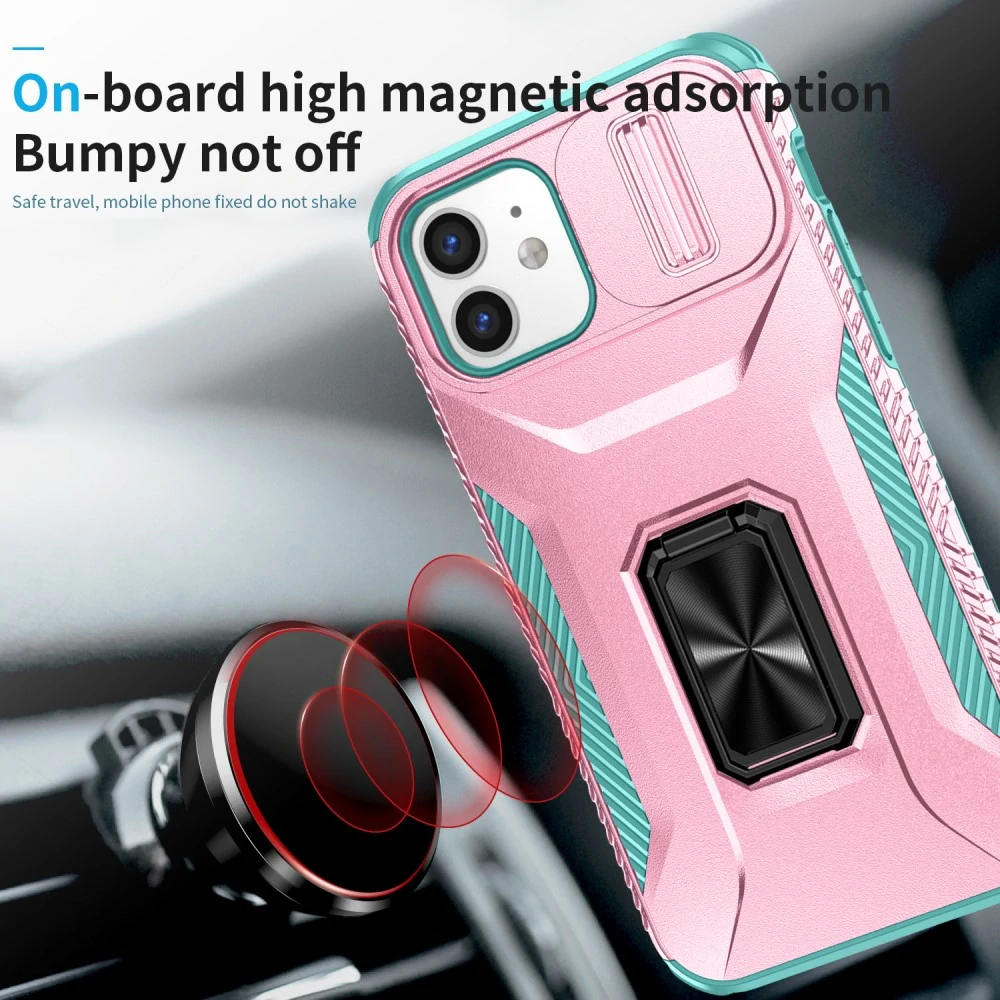 Kryt na iPhone 12 / 12 Pro odolný s krytom na fotoaparát ružový