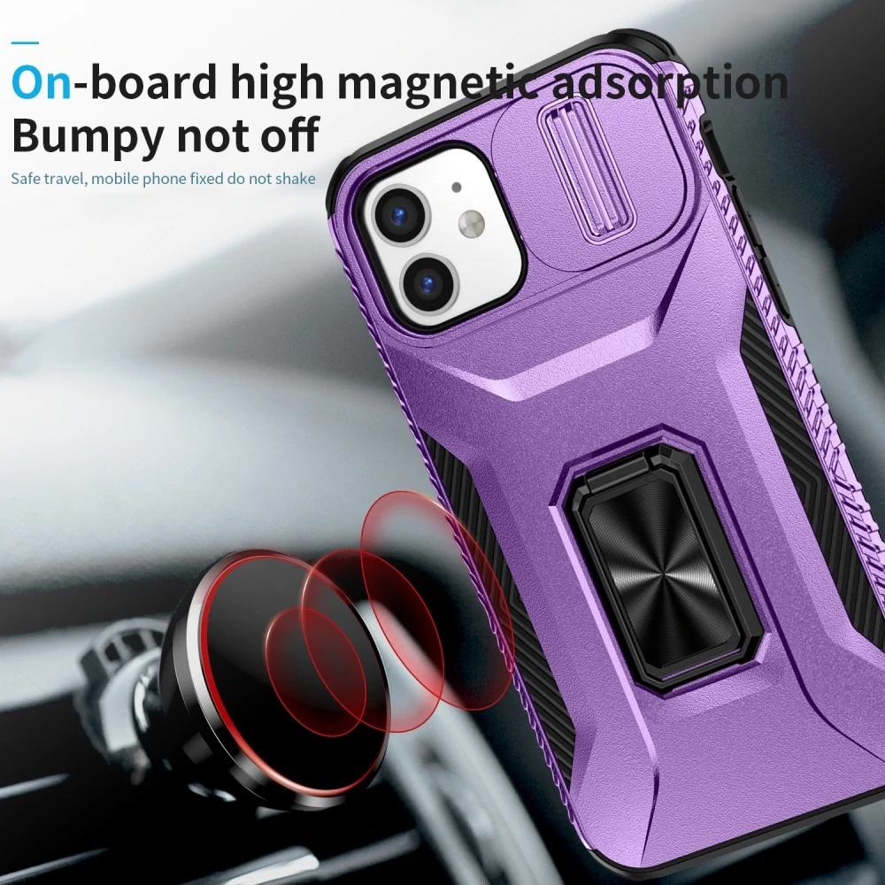 Kryt na iPhone 12 / 12 Pro odolný s krytom na fotoaparát fialový