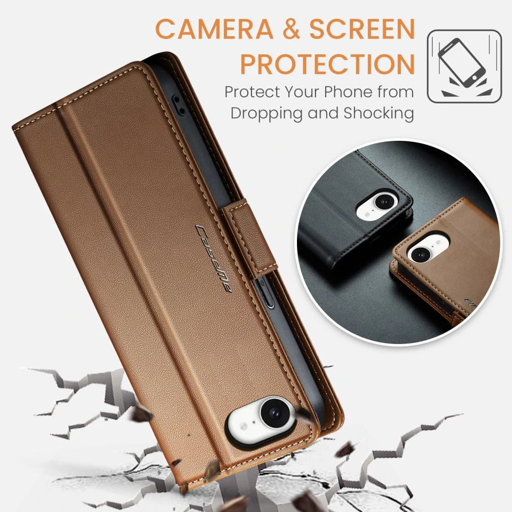 Puzdro na iPhone 16E CASEME Smooth hnedé