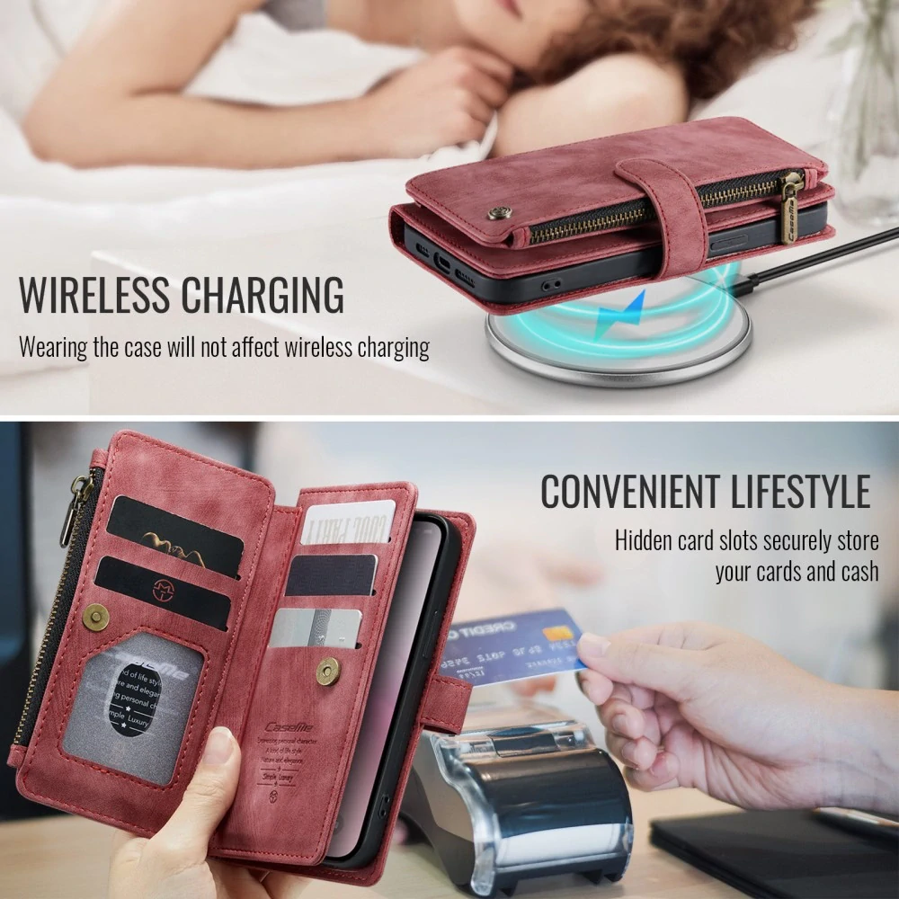 Puzdro pre iPhone 16E CASEME Luxury Double Layer červené