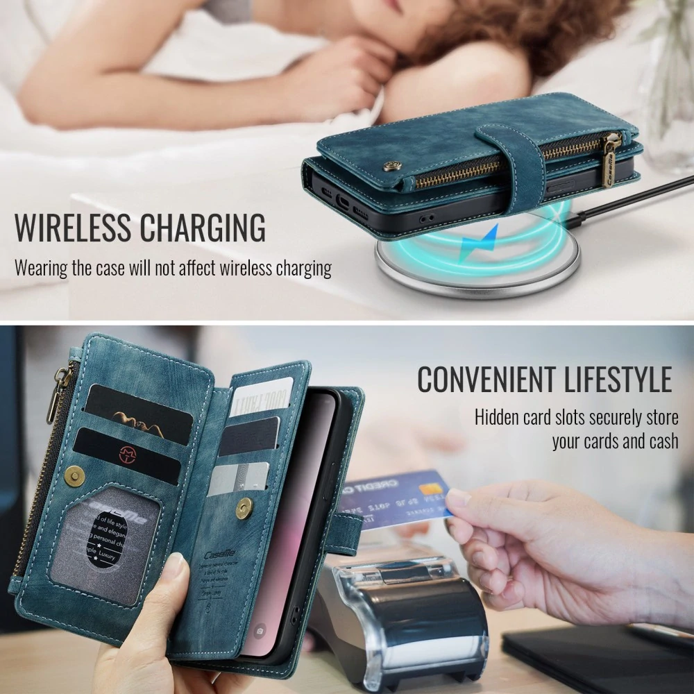Puzdro pre iPhone 16E CASEME Luxury Double Layer modré