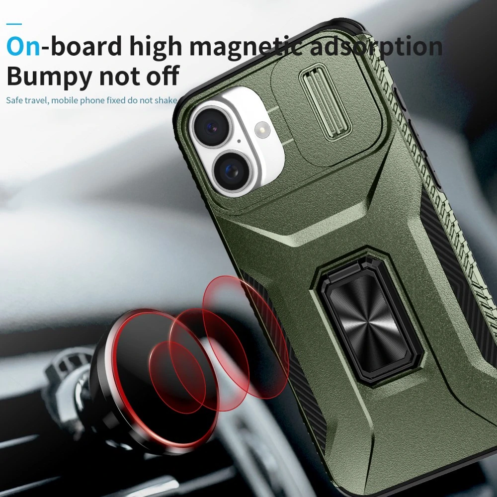 Kryt na iPhone 16 Plus odolný s krytkou na fotoaparát zelený