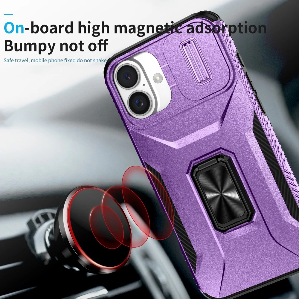 Kryt na iPhone 16 Plus odolný s krytkou na fotoaparát fialový