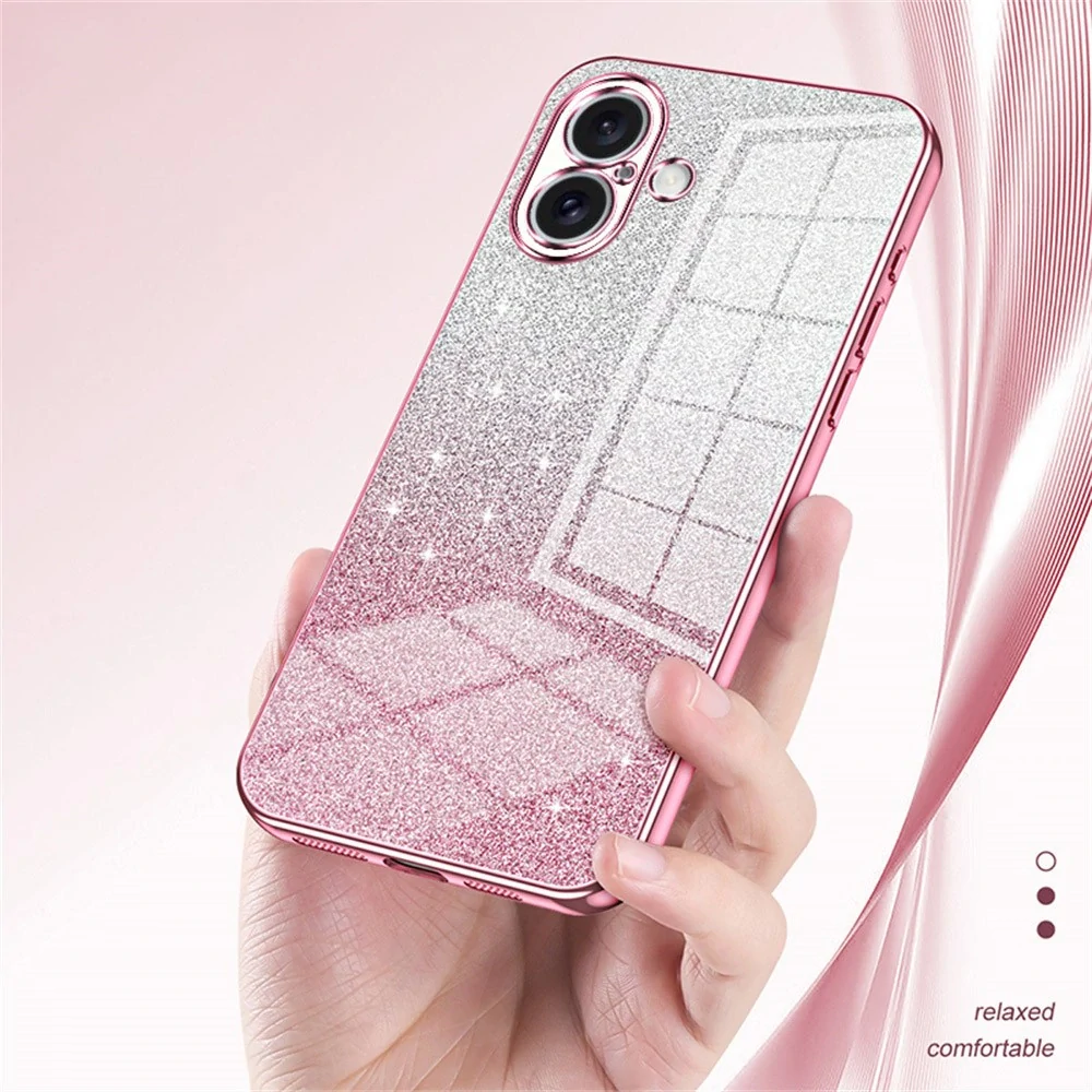 Kryt na iPhone 16 Plus gumový Glitter zlatý