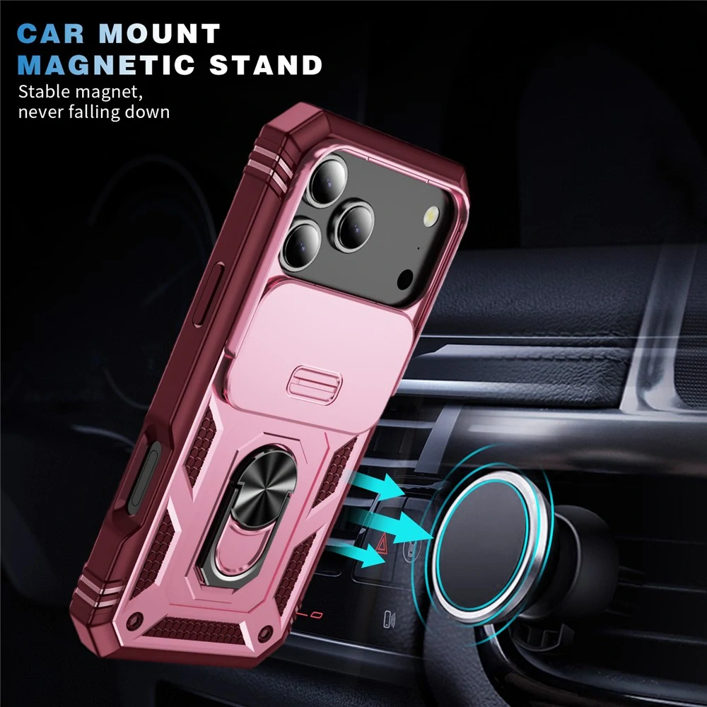 Kryt na iPhone 17 Pro odolný s krytkou na fotoaparát vínový