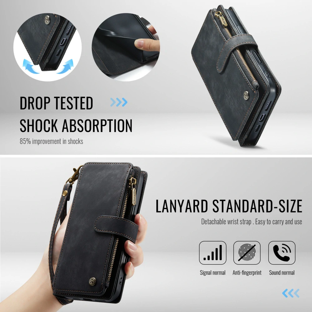 Puzdro pre iPhone 17 Pro CASEME Luxury Double Layer čierne