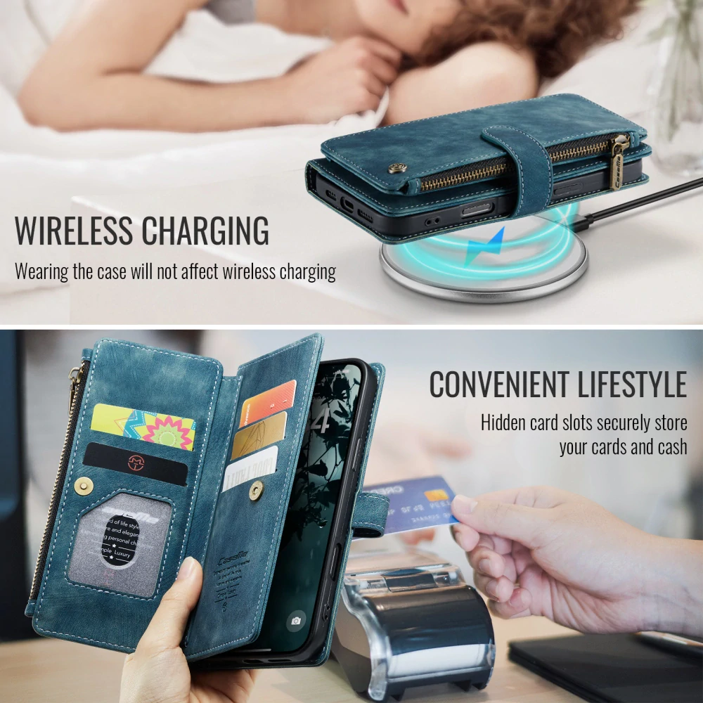 Puzdro pre iPhone 17 CASEME Luxury Double Layer modré