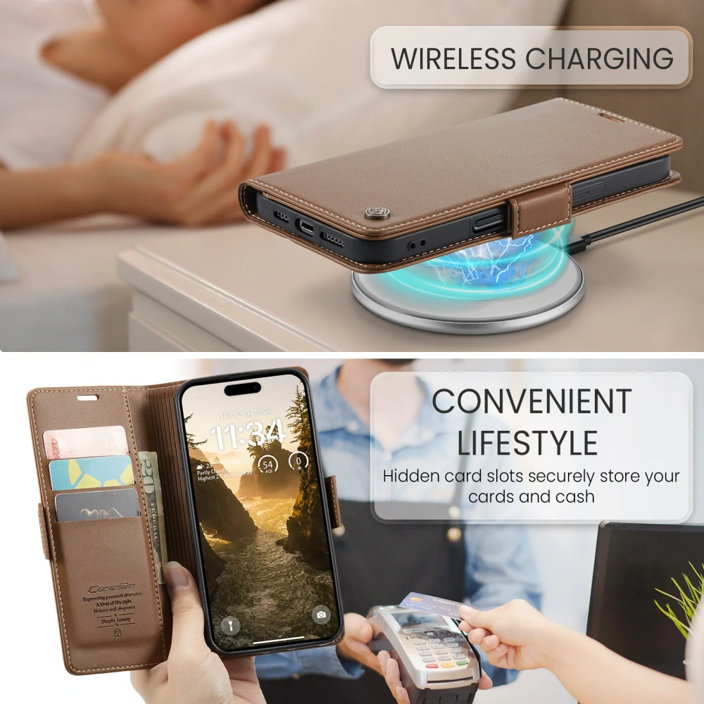 Puzdro na iPhone 17 Pro Max CASEME Smooth hnedé