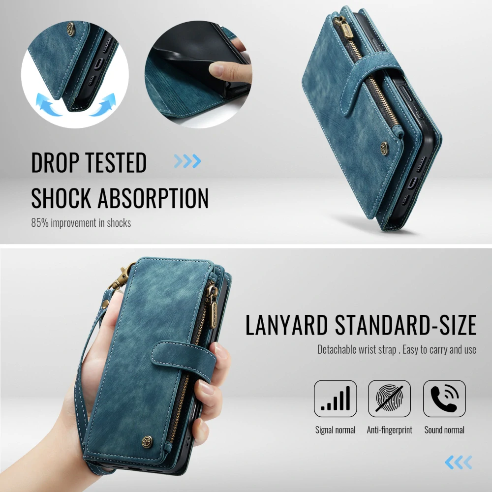 Puzdro pre iPhone 17 Pro Max CASEME Luxury Double Layer modré