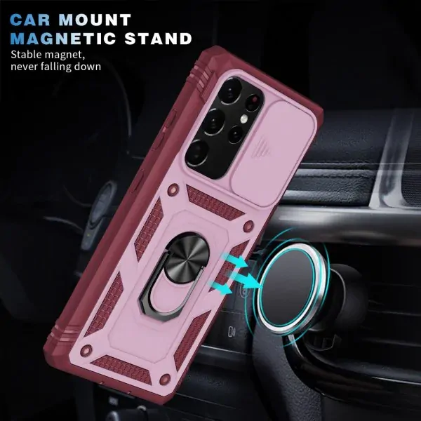 Kryt na Samsung Galaxy Note 20 Ultra odolný s krytom na fotoaparát vínový