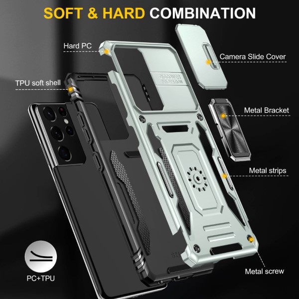 Kryt na Samsung Galaxy S21 Ultra odolný s krytom na fotoaparát sivý