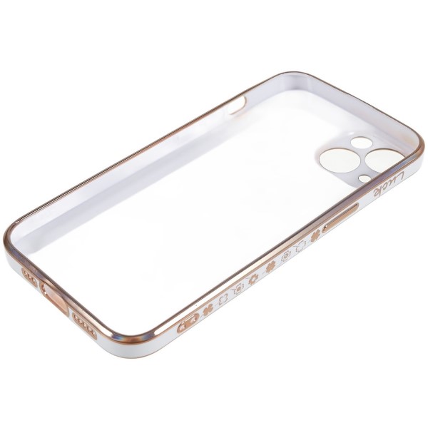 Kryt na iPhone 14 Plus Electroplated štvorlístok biely