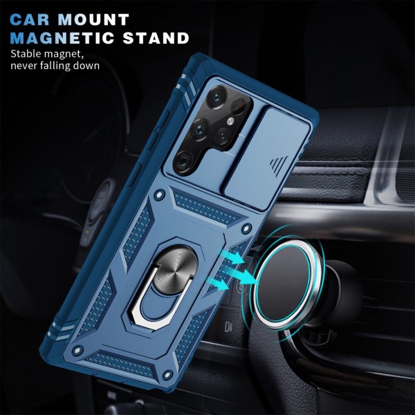 Kryt na Samsung Galaxy S22 Ultra odolný s krytom na fotoaparát tmavomodrý