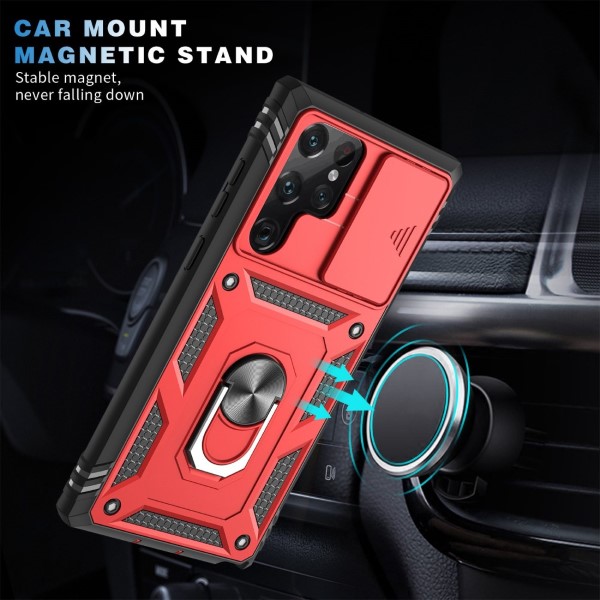 Kryt na Samsung Galaxy S22 Ultra odolný s krytom na fotoaparát červený