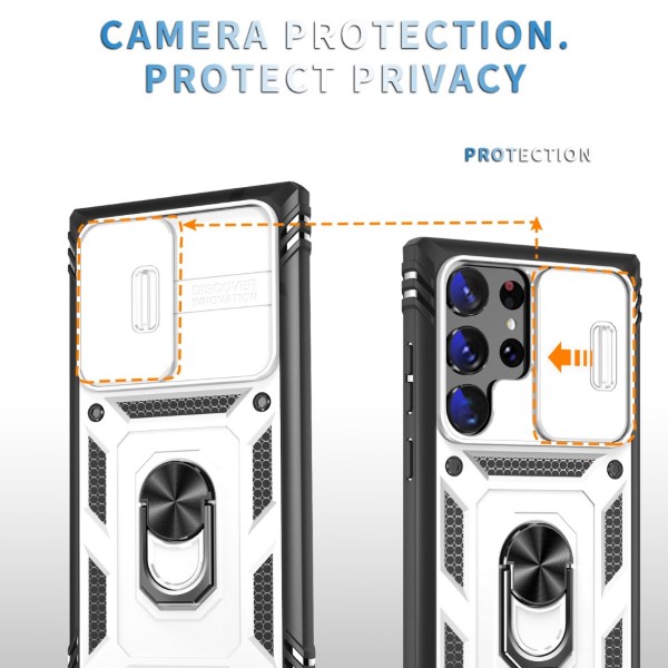 Kryt na Samsung Galaxy S23 Ultra odolný s krytom na fotoaparát biely