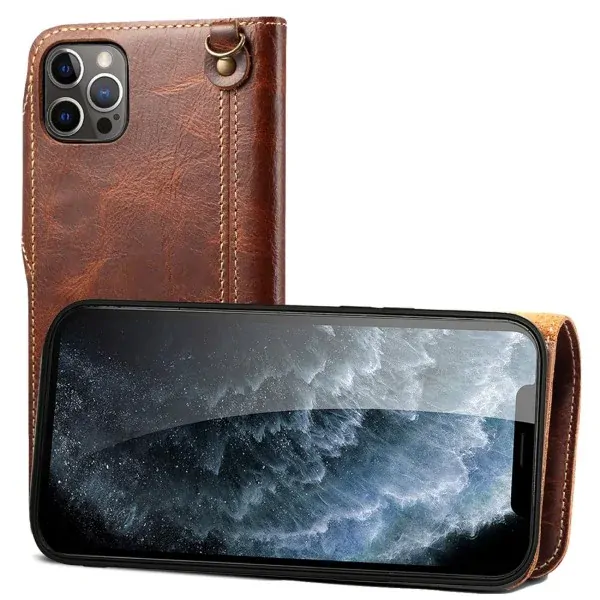 Púzdro pre iPhone 13 Pro Kožené hnedé
