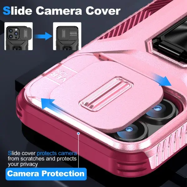 Kryt na iPhone 15 Pro odolný s krytkou na fotoaparát vínový