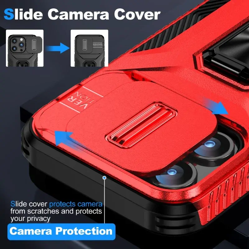 Kryt na iPhone 15 Pro Max odolný s krytom na fotoaparát červený
